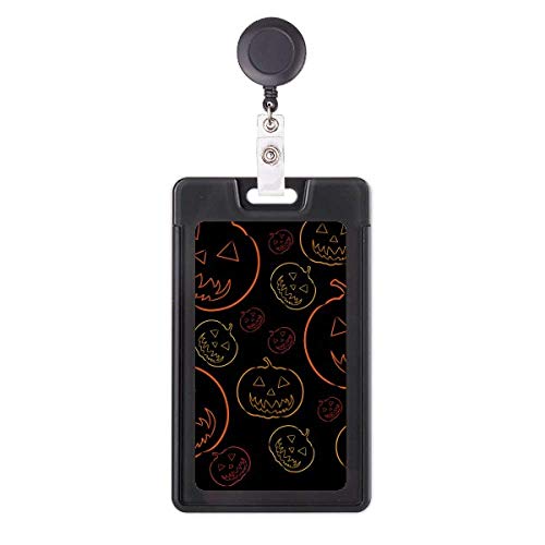 Enrouleur de badge citrouille Halloween avec cordon extensible robuste