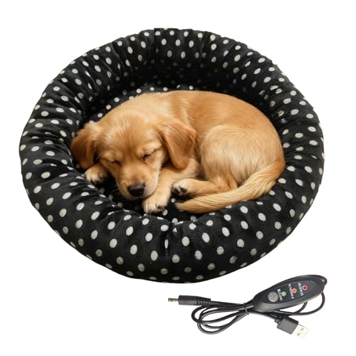 Cuccia riscaldata per gatti, con presa USB, regolabile a 3 temperature, design morbido e caldo, sicuro per uso interno per gatti, cani, gattini, cuccioli, conigli o uso freddo