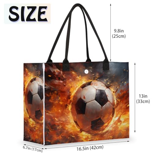 Fire Football Tote Bag for Women Large Beach Bag Reusable Tote Bags for Work Travel Beach Shopping2