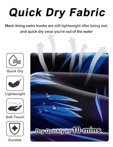 Image of BOJIN Mens Swim Trunks 9 inch Quick Dry Stretch Swim Shorts Mesh Lining Bathing Suits Swimwear Beach Shorts with Pockets