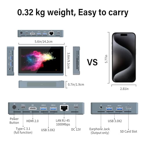 Image of 5.5 inch Mini PC Touch Screen Win 11 Pro, N5095 Mini Computer 8GB RAM 128GB EMMC Mini Desktop Computer with HDMI 4K Display, Dual Band WiFi Micro Pc, Ultra-Quiet Cooling Fan