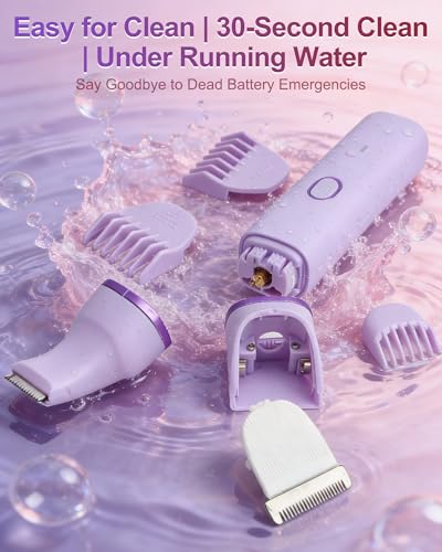 Image of Bikini Trimmer for Women, 2-in-1 Waterproof Painless Body Shaver for Legs, Underarms, Bikini Line with Narrow & Wide Ceramic Blades, 3 Combs, USB Rechargeable, Travel Friendly Gift for Women,Mauve