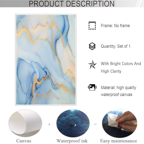 Cuadro decoración de pared azul claro 60x80cm impreso en lienzo sin marco 6