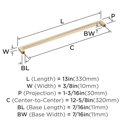 Image of Amerock Monument 12-5 /8 inch (320mm) Center-to-Center Golden Champagne Cabinet Pull, BP36911BBZ