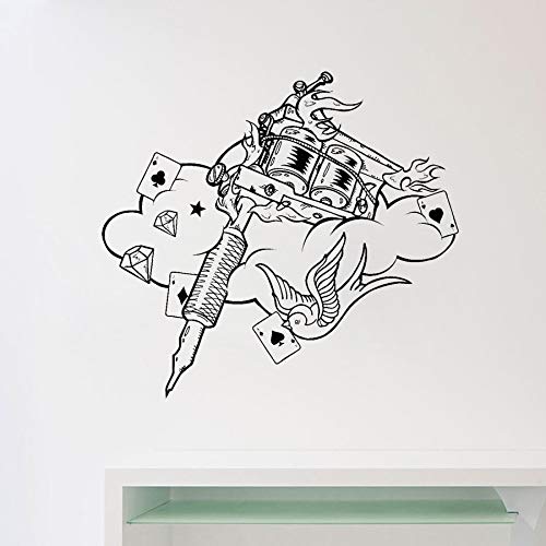 guijiumai Macchinetta per Tatuaggi Adesivo per Tatuaggi Studio per Poster Vinile Adesivo Decorazioni per la casa Idee Camera Interior Design Wall Art Salon Decorare58X54CM