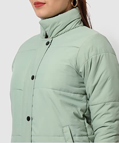 Image of PINACOLADA Women's Pink Puffer Regular Fit Bomber Jacket For Winter Wear | Standing Collar | Full Sleeve | Buttoned | Casual Jacket For Woman & Girl | Western Stylish Jacket For Women