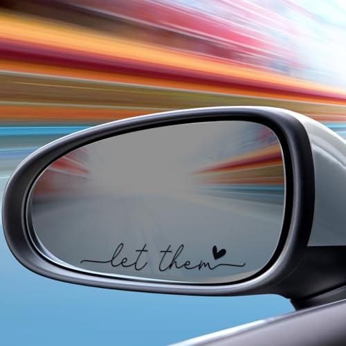 Image of 3pcs Let Them Rearview Mirror Stickers, Vinyl Funny Rear View Decals Positive Affirmation Car Label Car Decor Accessories Gifts for Women(3 Colors)