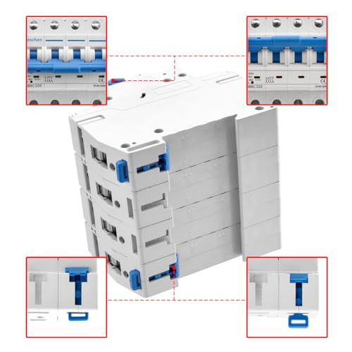 Heschen Miniature Circuit Breaker HSB6C, 25Amp Current, 4 Pole, Type D, 6kA Breaking Capacity, DIN Rail Mounting - Image 4