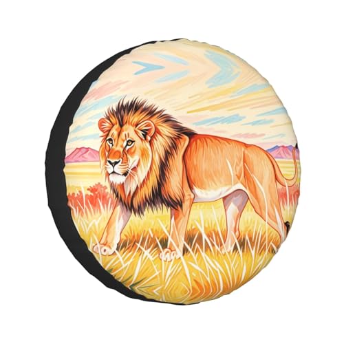 Image of Lion Spare Tire Cover Wheel Protector Weatherproof Wheel Cover Universal Decorative Accessories for Camper RV SUV Travel Trailer 16 inch
