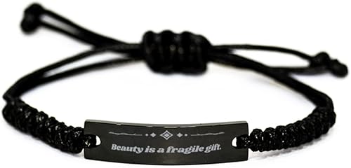 Beauty Mindset - Rope Bracelet Motivation Quote Bracelet for Women Daughter Friends Mindset of Beauty Beauty Quotes Rise Beauty Self Esteem