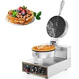 WICHEMI Commercial Waffle Maker 360 Flip Nonstick Rotating Waffle Iron Time Control Temperature Adjustable Stainless Steel Body 110V 1200W