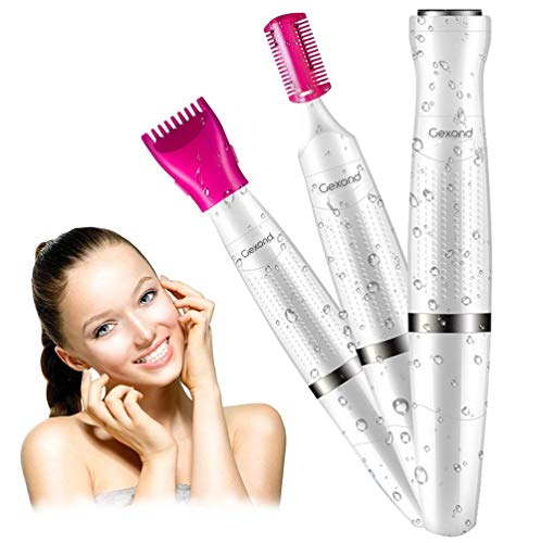 Bikini Trimmer, Gexond Women's Painless Hair Removal, Waterproof 3 in 1 Portable Travel Bikini Groomer Kit for Ladies, Body Shaver Razor Facial Trimmer for Bikini Area, legs and Eyebrow, Wet Dry Use