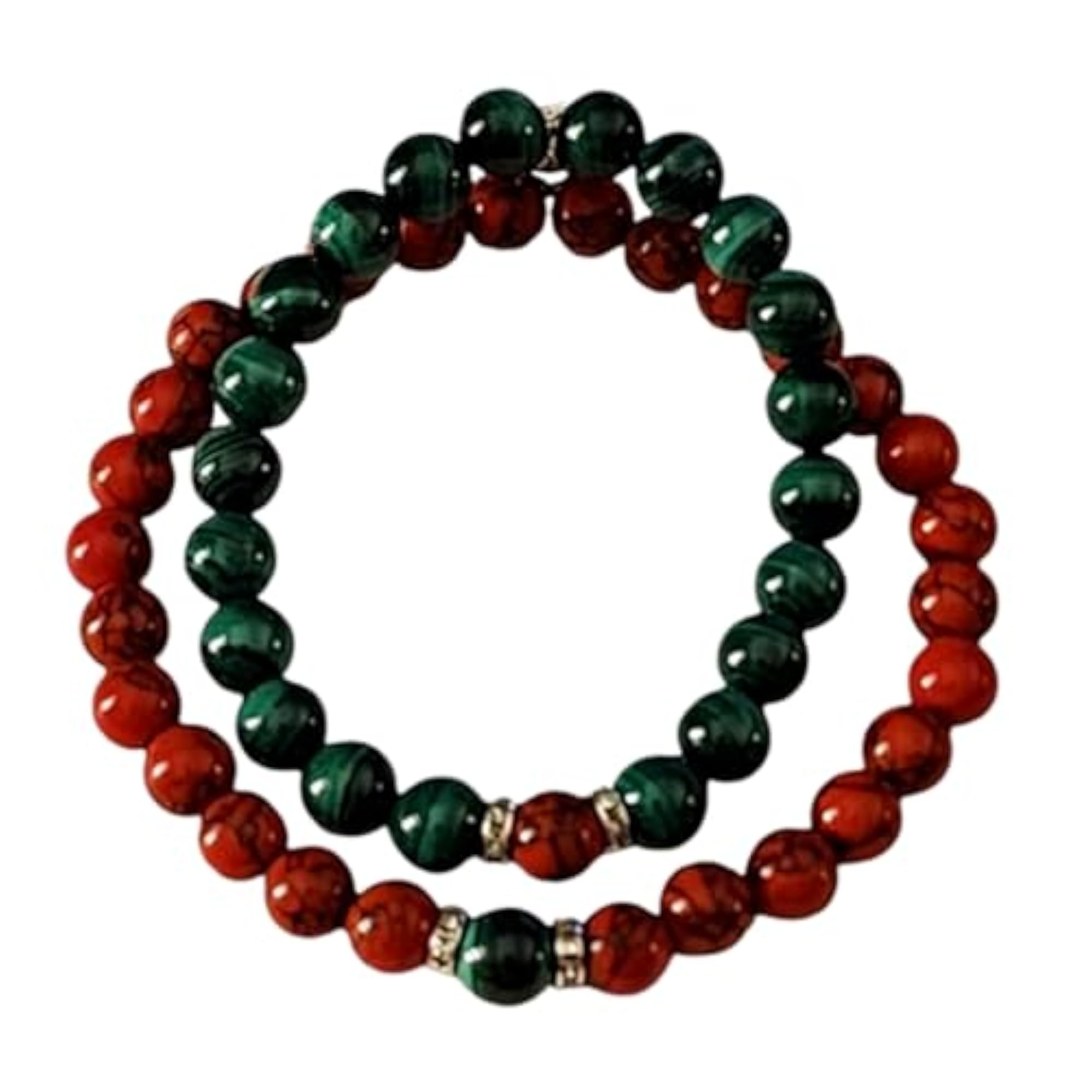 Couples Malachite & Red Turquoise Friendship Bracelet Set