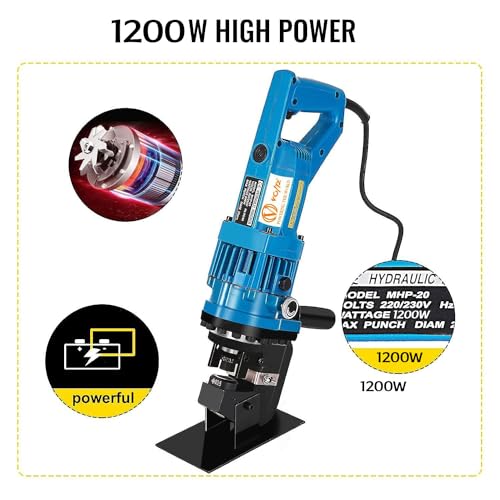 VOLTZ HPT-20A Hydraulic Punching Tools Hydraulic Hole Punching Thick Range 4-20.5mm (7 dies) Hydraulic Metal Hole Puncher w/Manual Oil Return Switch, Hydraulic Hole Punch Machine 1200W