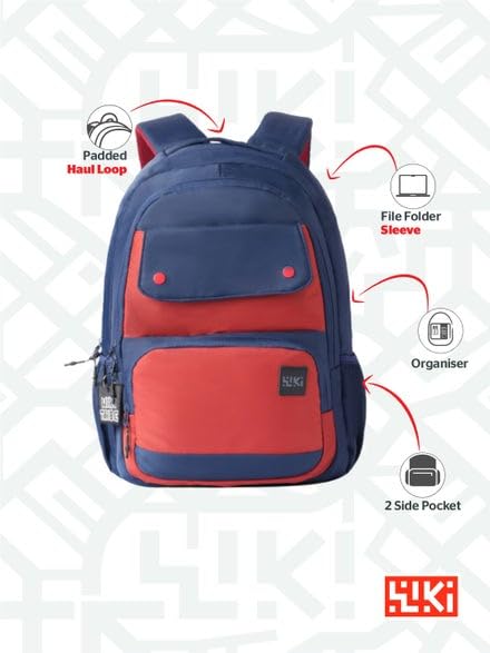 Image of Wildcraft Wiki 28 Backpack For Boys & Girls | 18 Inch- 28 Ltr and Two Compartments with Padded Shoulders, Bottle Holder, Key Chain | Best for Books,Stationery,Lunch Box & Essentials
