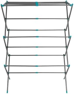 Beldray LA077615EU7 Three Tier Expandable Clothes Airer, 7 Metres of Drying Space, Lightweight, Compact, Folds Away for Convenient Storage, Turquoise and Grey, Steel, One Size