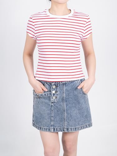 2-Pack Girls Striped Shirt Round Neck T-Shirt Cotton Short Sleeve2