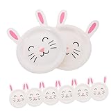 GLEAVI 8 Stück Kaninchen-Pappteller Party Hase Pappteller süß Kaninchen-Dessertteller Pappteller zum Geburtstag Kaninchen-Vorspeisenteller Tierteller Papier Weiß