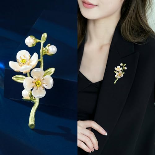Image of 2 Pieces Fashion Ballerina&Violin&Cherry Blossom&Pipa&Peony Flower Brooch Woman High-end Artistic Temperament Pin Personality Cute Suit Coat With Accessories
