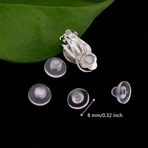100 Pieces Earring Pads Clip Earring Cushion Silicone Earring Backs for Ear Clip, 4 Shapes, Clear