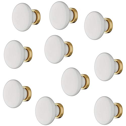 Gedotec Bouton de tiroir en porcelaine Blanc Poignée de meuble antique vintage pour portes de placard – CIVA – Diamètre du bouton 25 mm | Bouton de porte...