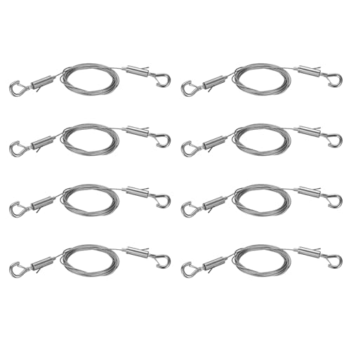 Image of uxcell 8pcs Picture Hanging Wire Kit, 2m x 1.5mm Heavy Duty Picture Frame Hanging Wire Rope with Adjustable Hooks, Load 90 Kg /198 Lbs, for Hanging Artwork, Mirrors, Frames, Paintings