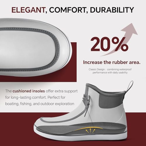 Furuian Deck Boots for Men Waterproof Rain Boots Durable Rubber Boots Comfortable Fishing Loafers Slip On Moc Toe Shoes Non Slip Boat Shoes for Fishing, Gardening, Daily, Working, Sailing4