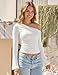 ZESICA Women's Off Shoulder Tops Bell Long Sleeve Shirts 2026 Spring Trendy Going Out Ruched Tight Fitted Y2K Clothes White Medium