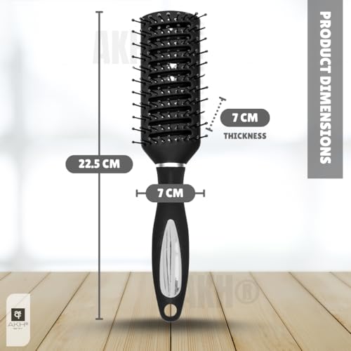 AKH® Vented Hair Brush for Blow Drying | Professional Vent Brush & Detangling Vent Brush with Ball‑Tipped Bristles | Fast Dry Hair Brush with Ergonomic Handle | Ideal for Wet or Dry Hair - Image 3