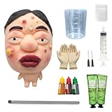 Premium Pimple Popper Toy Face, Customizable Pimple Colors ,Reusable Pimple Popping Fidget Toy with Upgraded Gloves & Detailed Manual, 12-Piece Pimple Popper Kit (Shy Guy Edition)