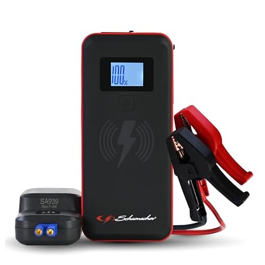 Schumacher Electric Lithium Jump Starter and Portable Power Pack with Patented 10 Watt Wireless Charging Pad, SL1643, 4-in-1, 2000 Amps, 12 Volt, 3 Amp USB Port, LED Light
