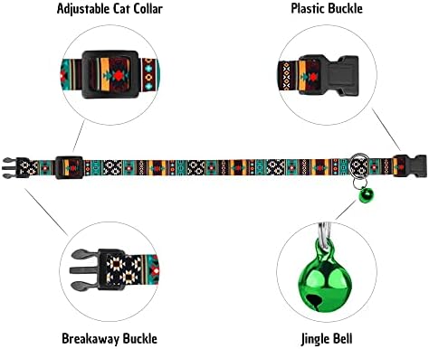 Murom Cat Collar Breakaway 2PCS Adjustable Pattern Tribal Aztec Southwest Safety Pet Collars for Cats Kitten (Aztec + Tribal)