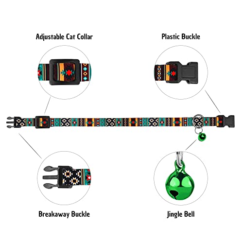 Cat Collar Breakaway 2Pcs Adjustable Pattern Tribal Aztec Southwest Safety Pet Collars For Cats Kitten (Aztec + Tribal) #TOP3