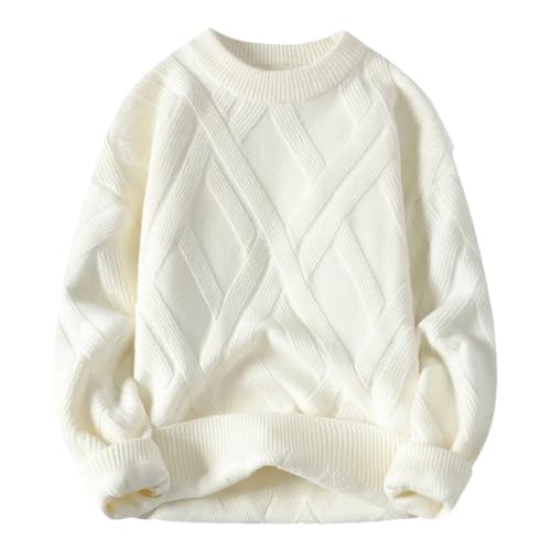 Men Sweaters Round Neck Knitted Pullovers Korean Style Plaid Couple Warm Sweaters