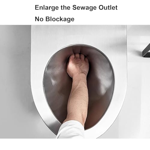 Inodoro comercial de acero inoxidable 304, inodoro de doble descarga para baños con tanque de agua embebido, capacidad de tanque de descarga sifónica de 6L, para hogar, escuela, centro comercial miniatura 5