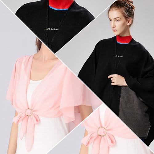 Image of 8 Pcs Fashion Accessories -Vintage Sweater Clips Scarf Ring Clip -Shirt /Dress /Ties /Sweater /Shawl Clips Pearl Brooch Pins -Brooches for Women Circle Clip Decoration (C)