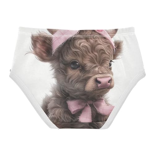 Cute Highland Cow Calf Girls Underwear, Toddler Girl Panties, Girls' Cotton Brief Underwear, 2–8 Years2