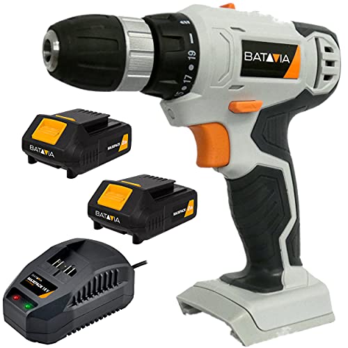 Batavia 7063632 Akku Schrauber Kombischrauber Schlagschrauber (18 Volt Lithium-Ion Akku, Akkuschrauber mit 50 Nm, Schlagschrauber) 2 x 2.0 Ah - Akku + Ladegerät