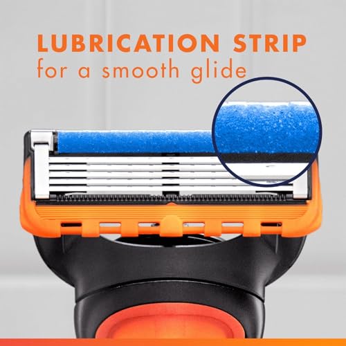 Gillette Fusion5 Razor Blades Men, Pack of 16 Razor Blade Refills with Precision Trimmer, 5 Anti-Friction Blades, Orange - Image 4