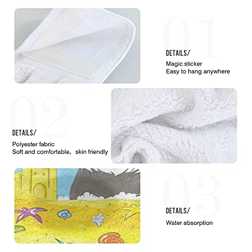 Hanging Towel 2Pcs For Kitchen Animal Schnauzer Dog Summer Beach Ocean Hand Towels Soft Velvet Towel Dish Cloths Dry Towel For Bathroom #TOP4