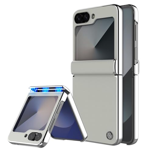 Nillkin for Z Flip 6, Slim Leather Samsung Galaxy Z Flip 6 Case, Wireless Charging, Shockproof, Anti Scratch - White