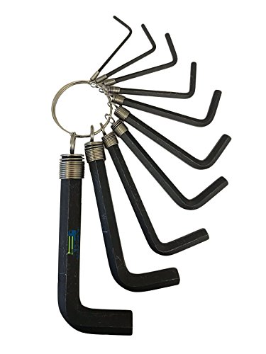 EZ Travel Collection Hex Key 10 Piece MM Hand Tool Kit Allen Wrench Short Arm Assorted Key Ring Set