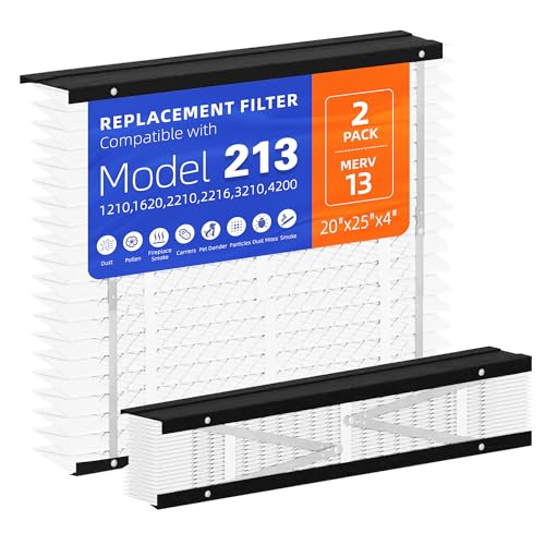 2 Pack 213 Replacement Filter Compatible with AprilAire 213 Whole House Air Purifiers Models 1210 1620 2210 2216 3210 4200 MERV 13 HVAC Furnace Filter Replacement 20x25x4 Air Filter