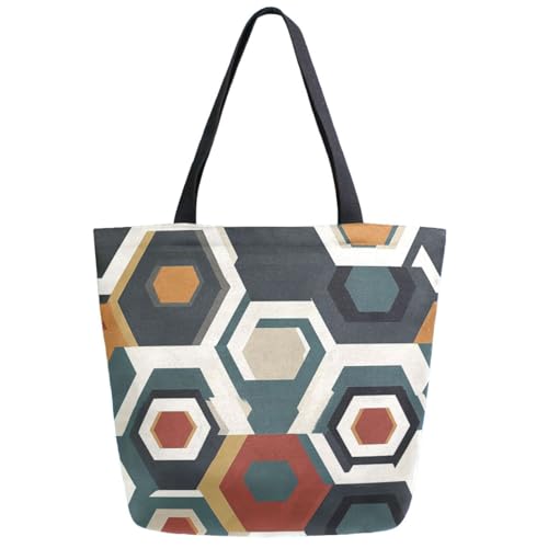 Bolsos Bandolera Patrón Geométrico Hexagonal Étnico Shopping Bag Vintage Bolsas Tote Bag Duradera Bolsas Reutilizables Para Escuela Trabajar Ir De Paseo