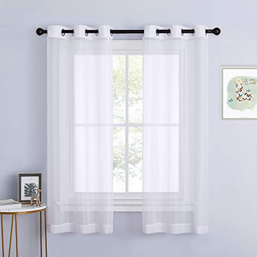 Image of NICETOWN Sheer Curtains 63 inch Length - Grommet Living Room Curtain Panels Voile Textured Soft and Lightweight Window Treatments for Bedroom Decor, W37 x L63, 2 Pieces