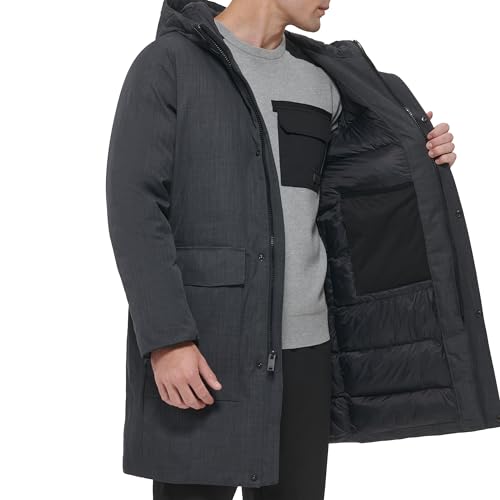 Image of DKNY Men's Water Resistant Hooded Logo Parka Jacket