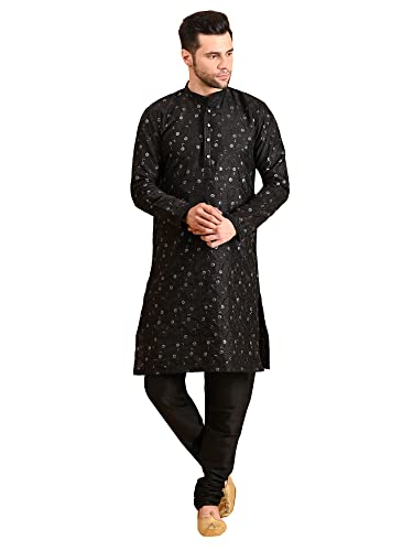 Image of Uri and MacKenzie Embroidery Silk Men's Kurta Pyjama Set