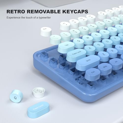 Image of MOFII Computer Keyboards Wired, Plug Play USB Full Size Typewriter Keyboard, Cute Colorful Aesthetic Keyboard with Foldable Stands for Windows PC Laptop (Blue Gradient)