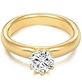 STILVOLLER DAMENRING: Der glanzvolle Solitärring ist schlicht und elegant zugleich und eine günstige Alternative zum Diamantring