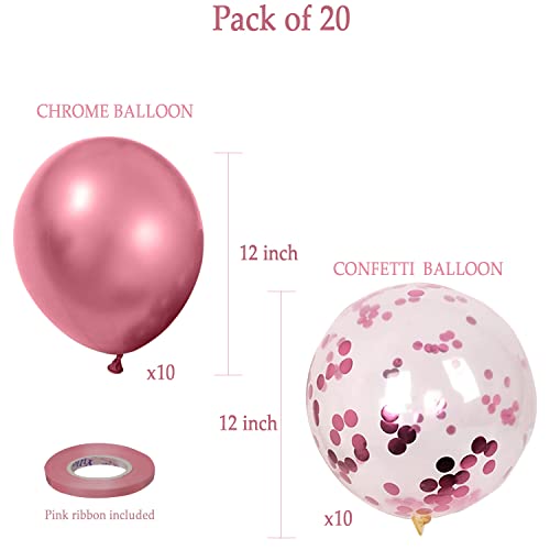 Image of AMFIN Pink Theme Birthday Decorations /Pink Baby Shower Confetti /Birthday Decoration Girl /Anniversary Party Balloons /Welcome Girl Room Decoration /Confetti Decoration Balloons - Pack of 20